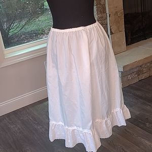 White homemade white half slip with eyelete ruffle